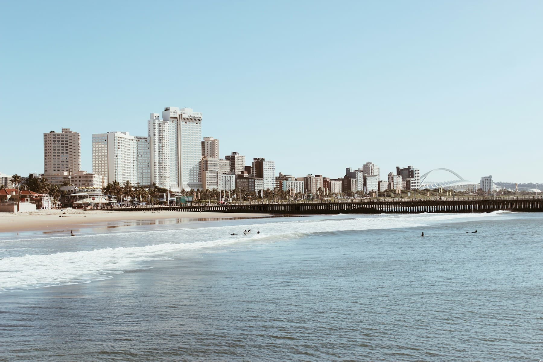 Durban skyline and waterfront viewed from North Beach
