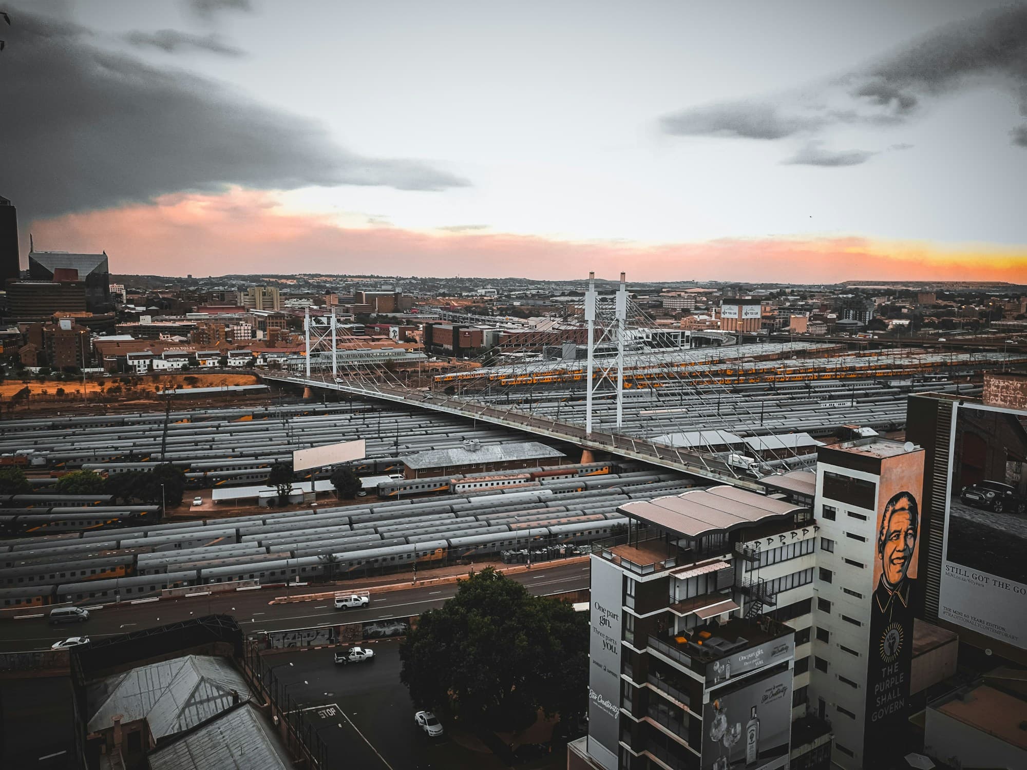 Nelson Mandela Bridge over the railway lines in Johannesburg